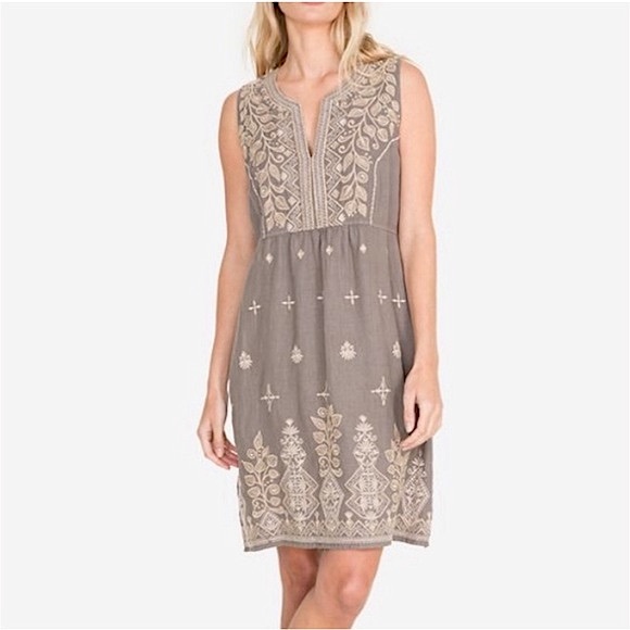 Johnny Was Embroidered Tasya Tank Linen Dress - Picture 1 of 16